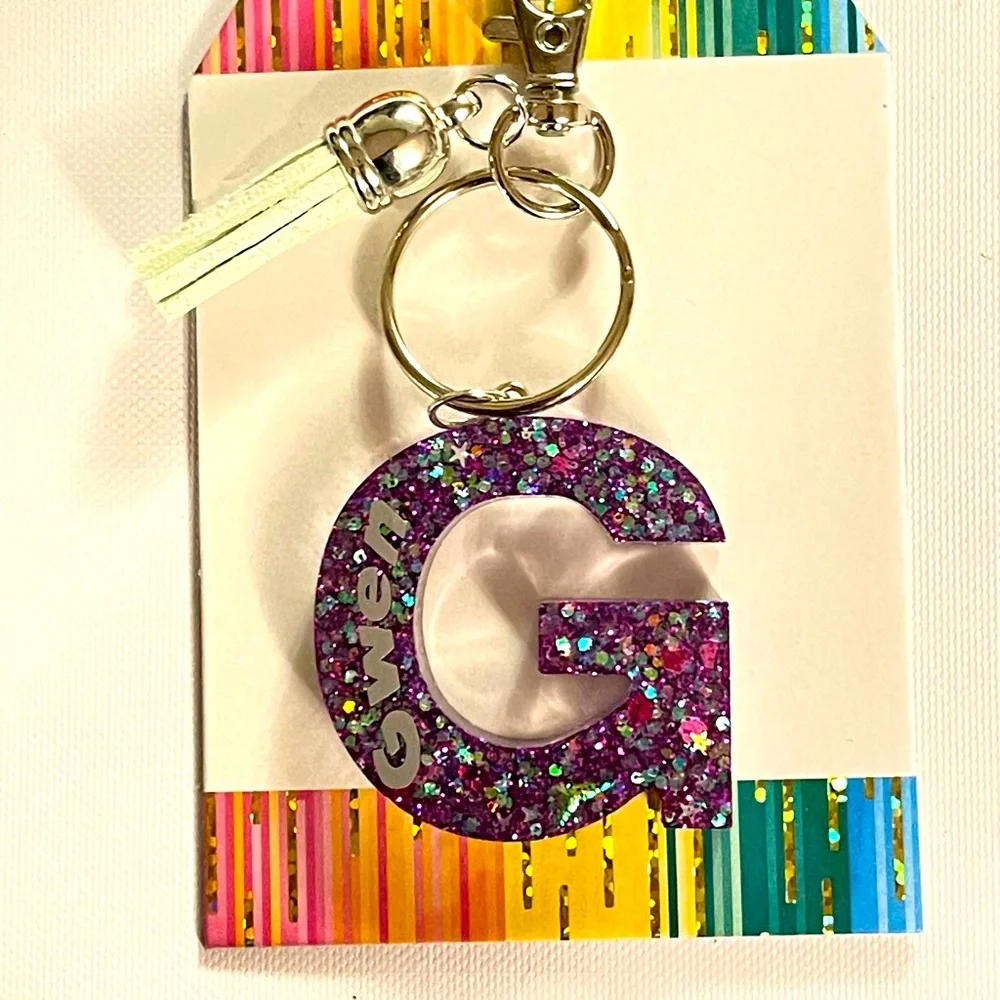 Gwen letter G glitter resin keychain‎